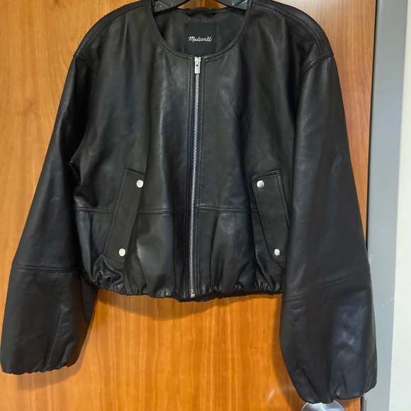 Madewell Leather Bubble-Sleeve Jacket NWT - Picture 4 of 8